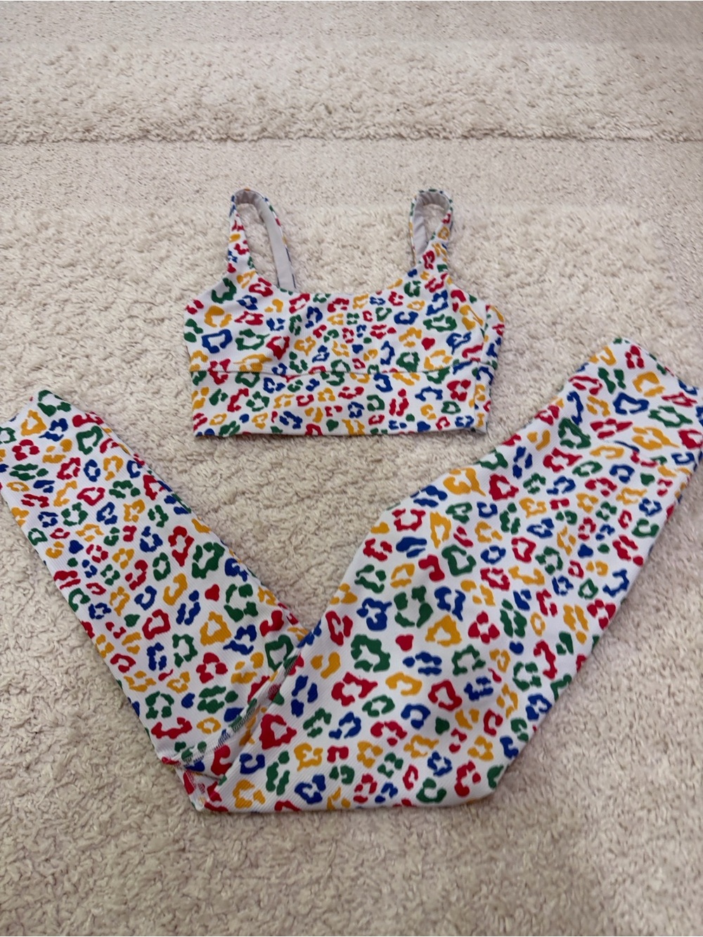Beach Riot Multicolor Leopard-Print High-Waist Leggings & Crop Tank Set - Picture 4 of 7